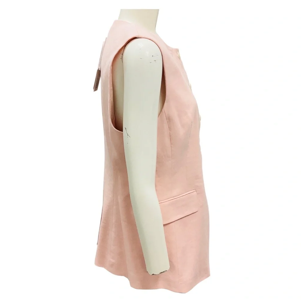 VERONICA BEARD PINK SHELL LOIS LINEN VEST TOP - Picture 2 of 5
